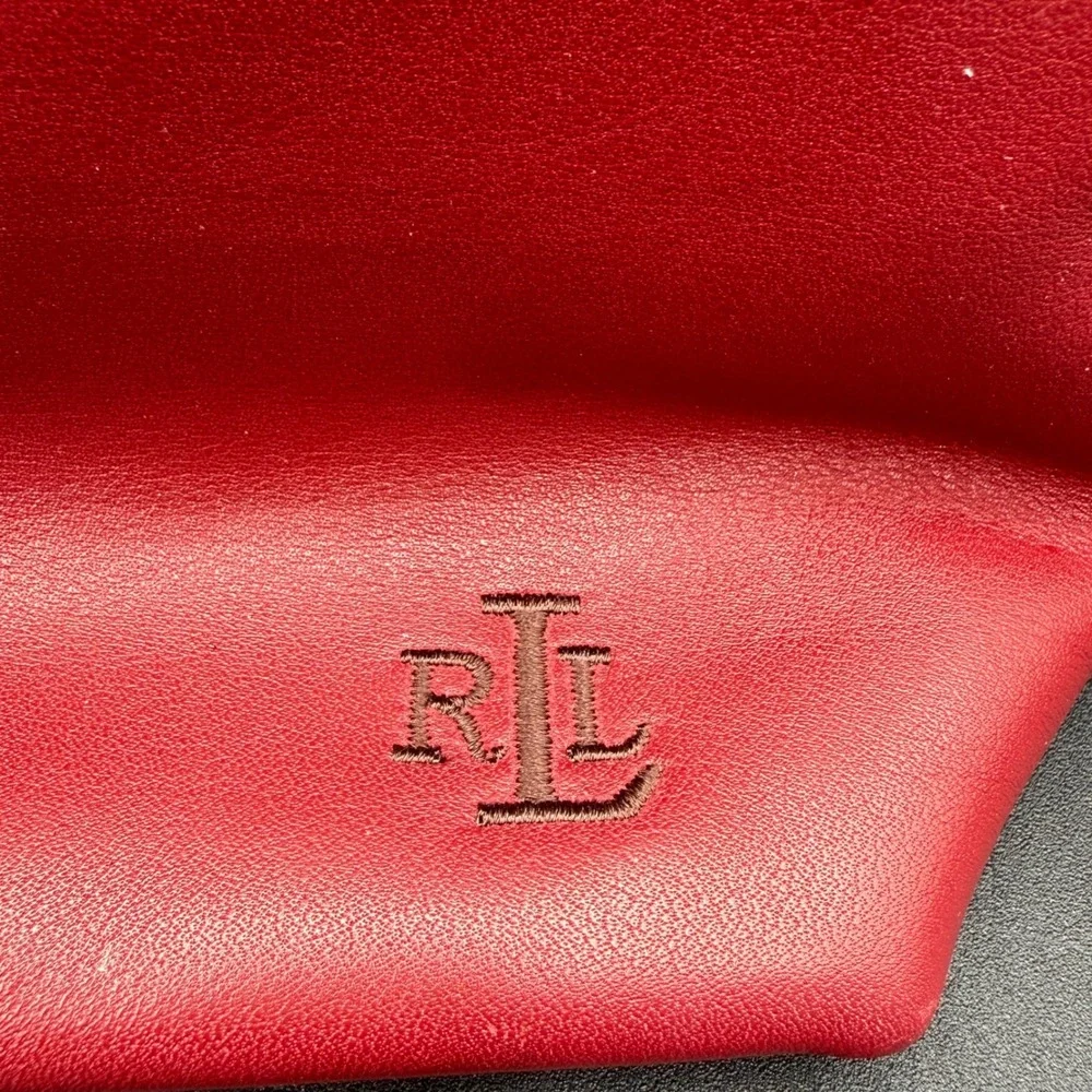Lauren Ralph Lauren Red Leather Hobo‎ Shoulder Bag Purse Front Pocket RL Logo